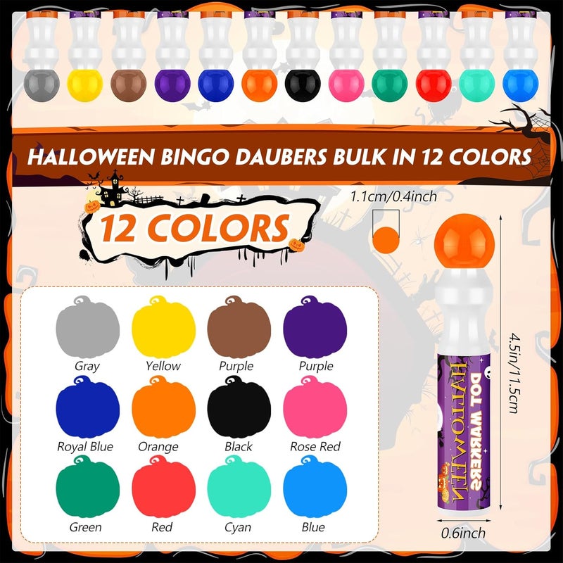 Eersida 192 Pack Halloween Bingo Game and 0.5 oz Dot Daubers Set Includes 144 Bingo Cards and 48 Dot Markers Game Supplies set for Halloween Gifts Party Favor Supplies Family Casino Play Night - Image 3